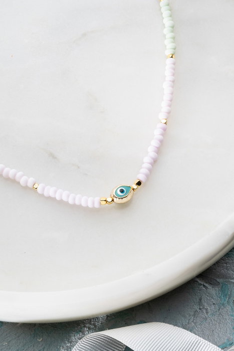 Heliophilia Silver Collar con Colgante de Ojo y Piedra Multicolor KL-0862
